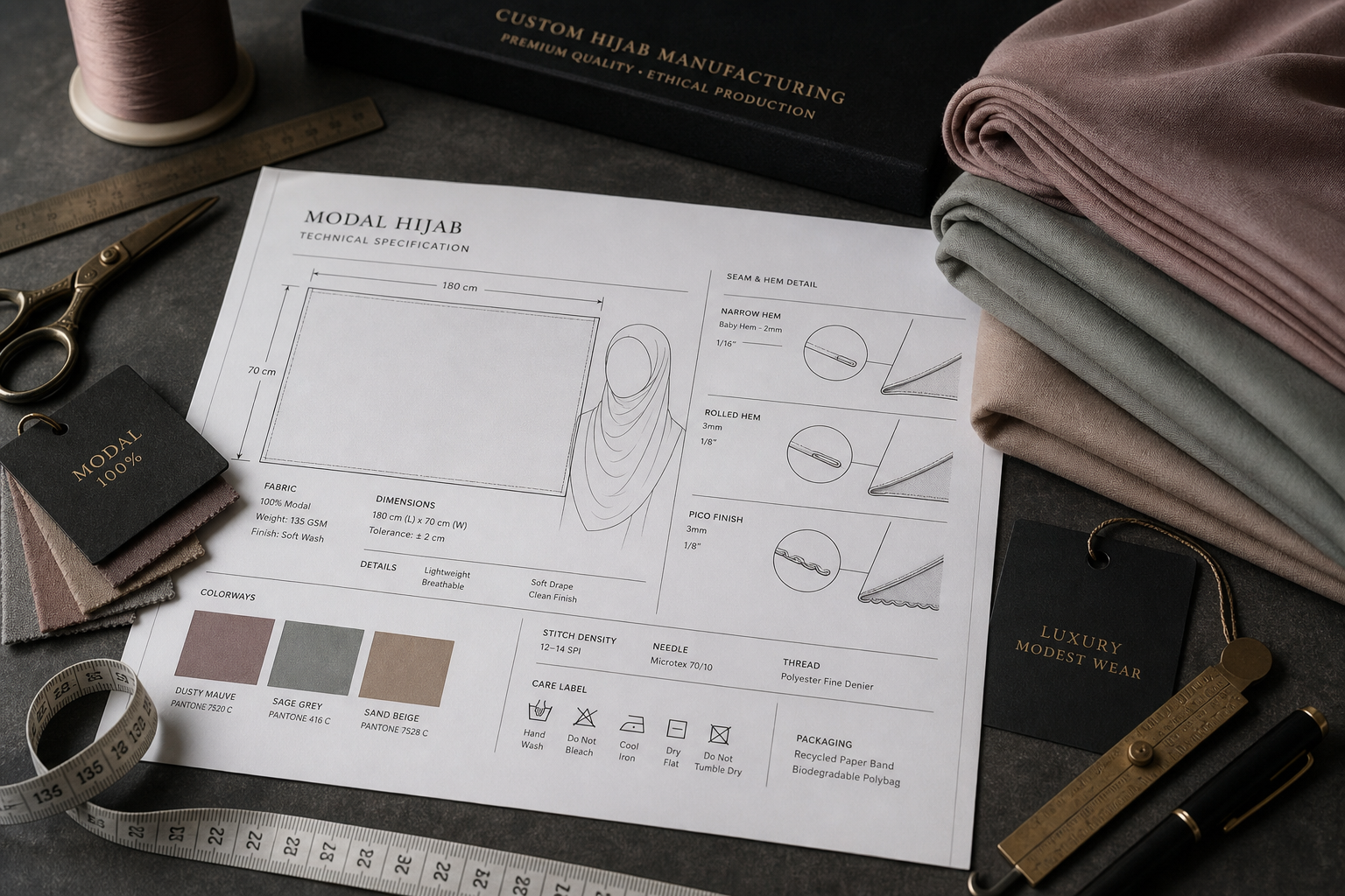 Custom Hijab Manufacturer: The Technical OEM Guide to Tech Packs, Pattern Cutting, and Quality Benchmarks