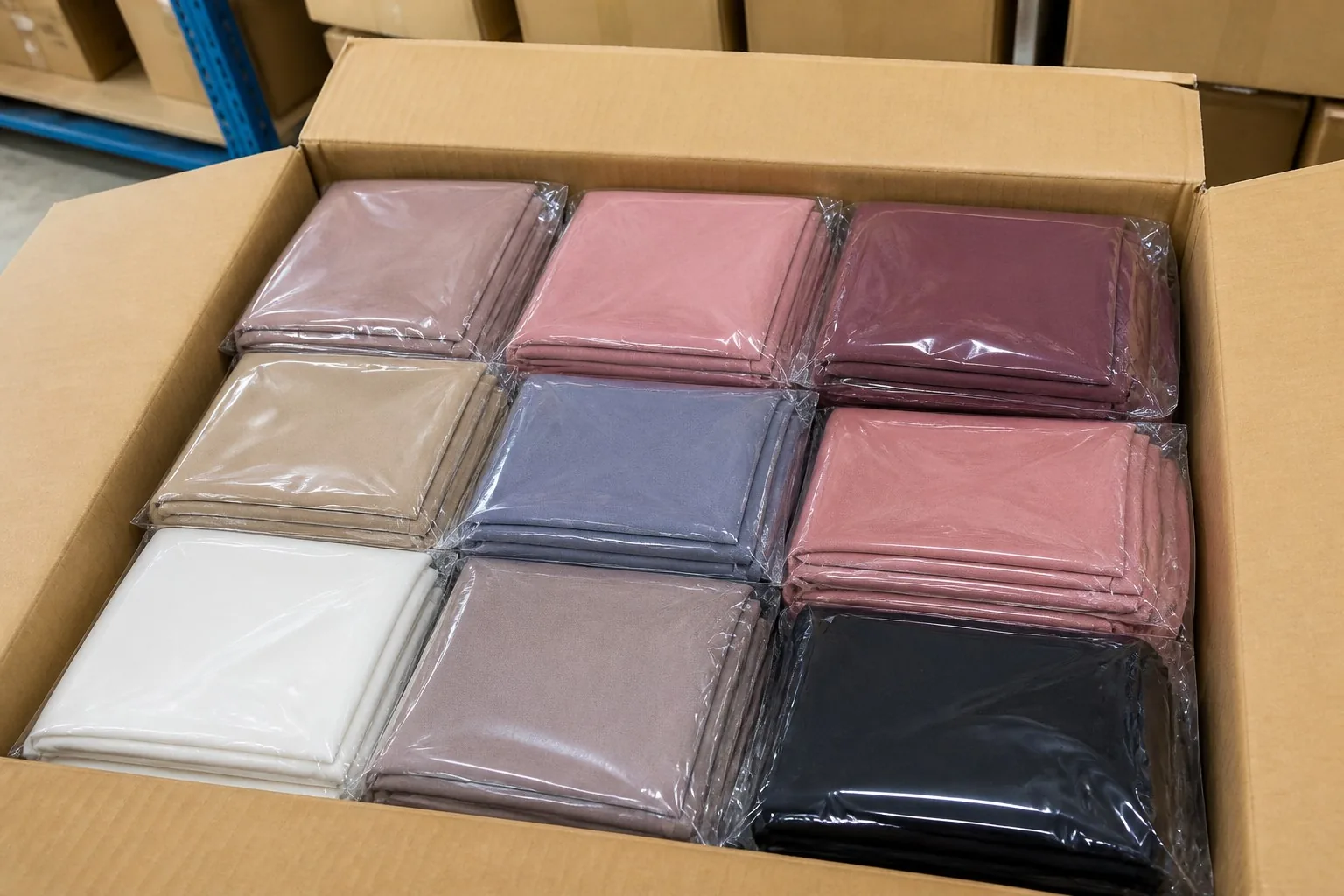 Bulk hijab export packaging - poly bagged and carton packed for wholesale